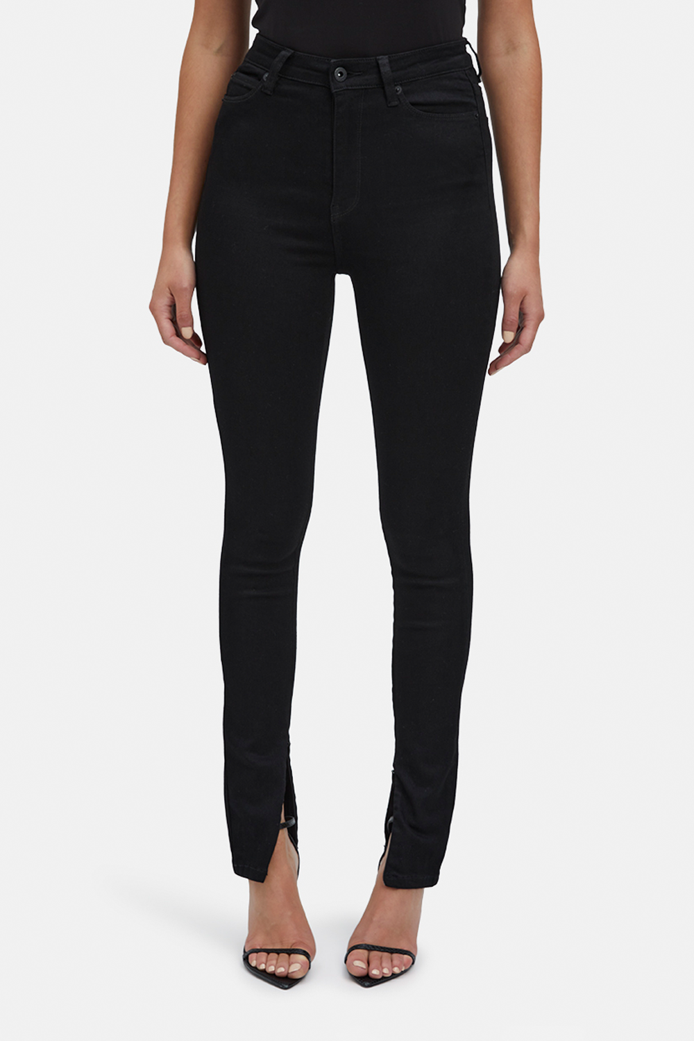 SPLIT HEM JEAN in colour CAVIAR