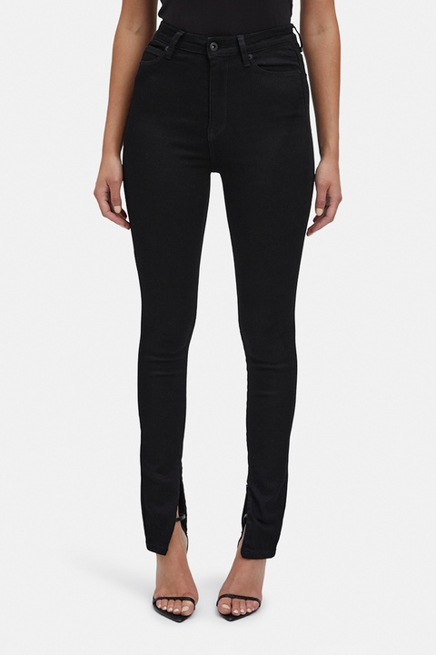 SPLIT HEM JEAN in colour CAVIAR