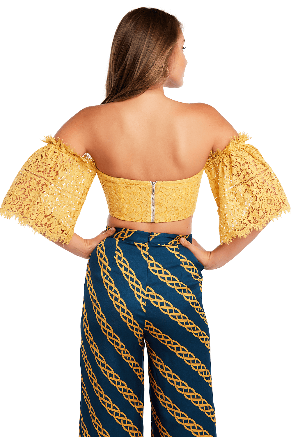 yellow bardot top