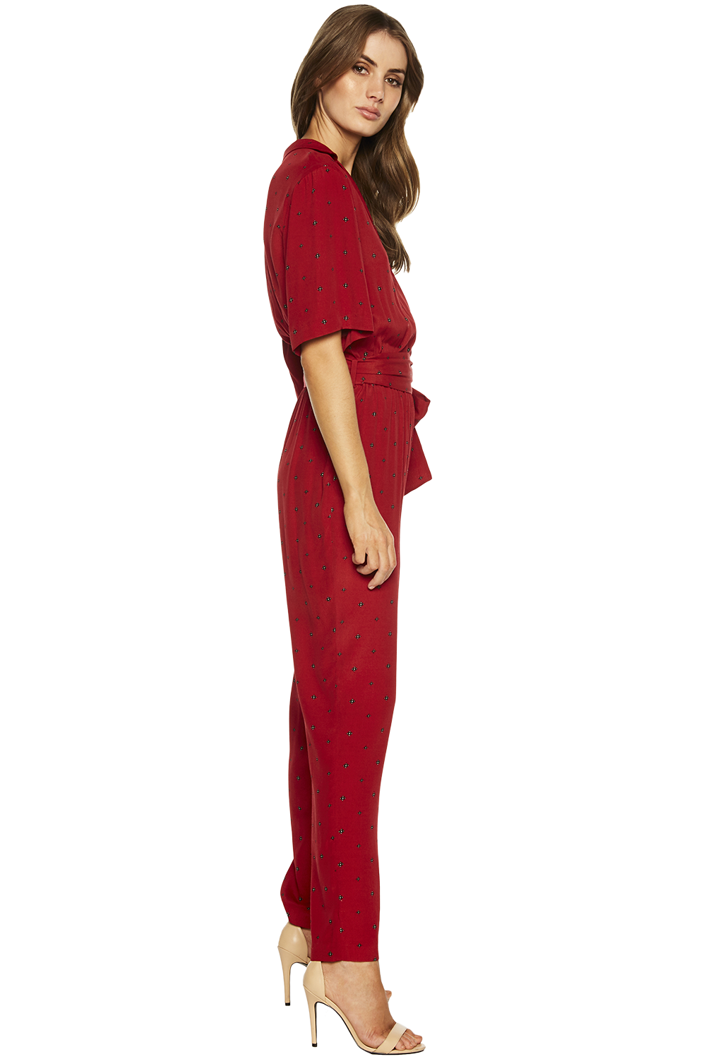 maroon colour jumpsuit