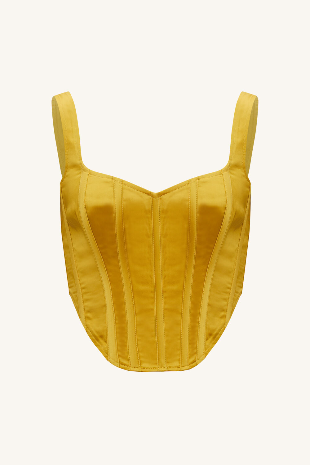 SATIN CORSET BUSTIER in colour PALE MARIGOLD