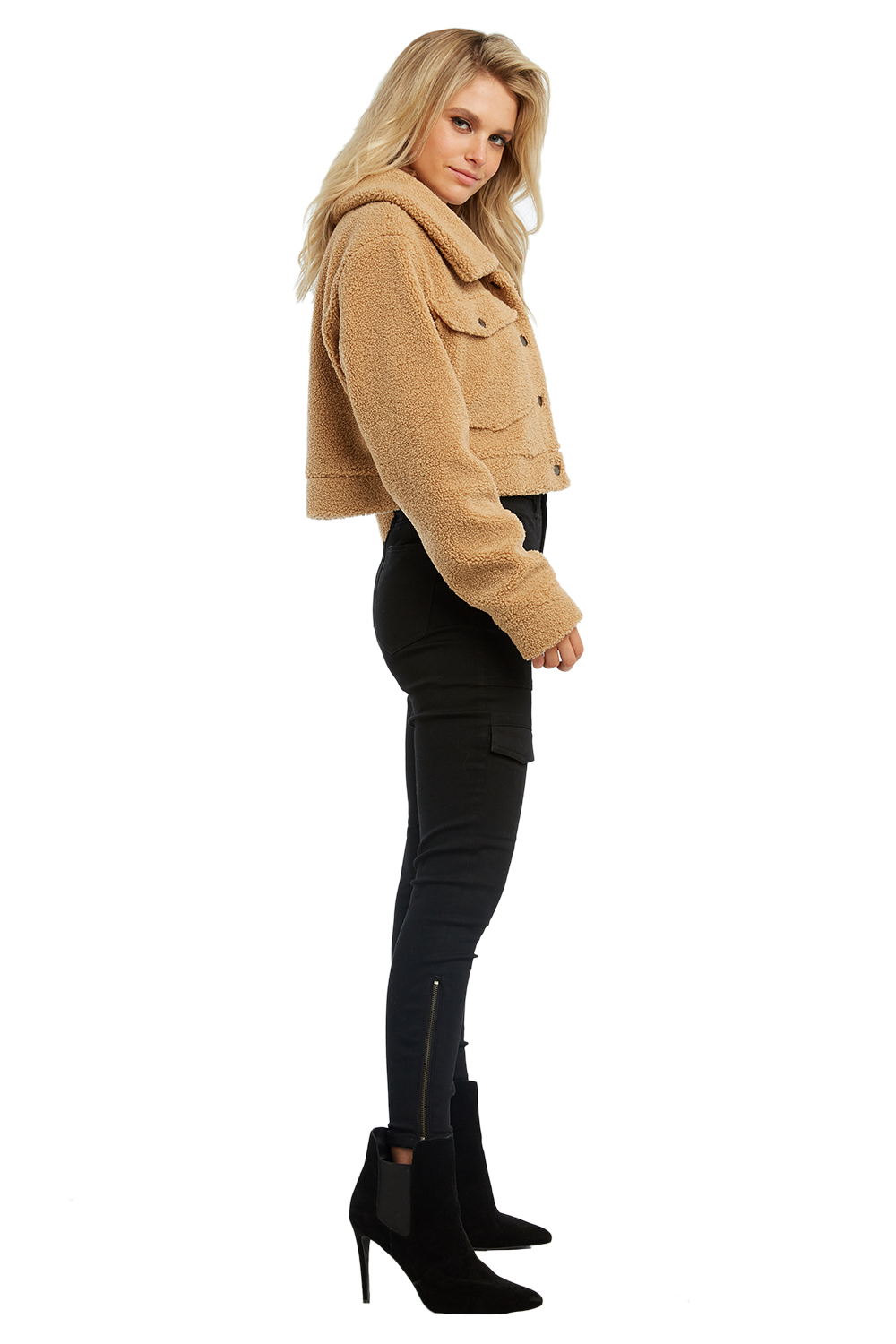 SHEIN Essnce Flap Detail Drop Shoulder Crop Jacket | SHEIN USA