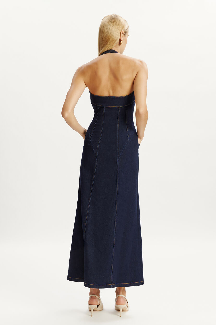 MARTEL DENIM MIDI DRESS in colour Dark Denim