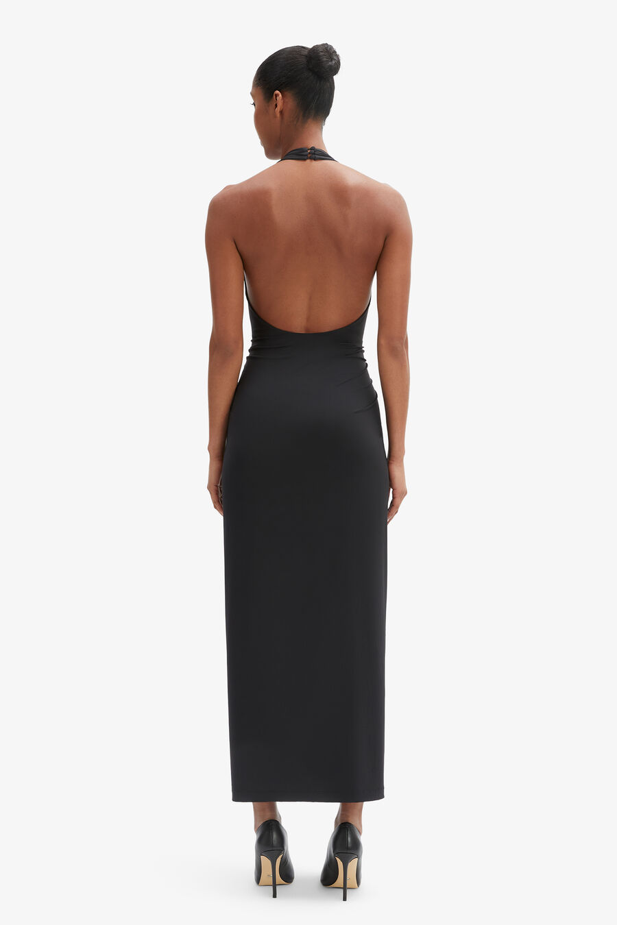 ALMA PLUNGING MIDI DRESS in colour BLACK