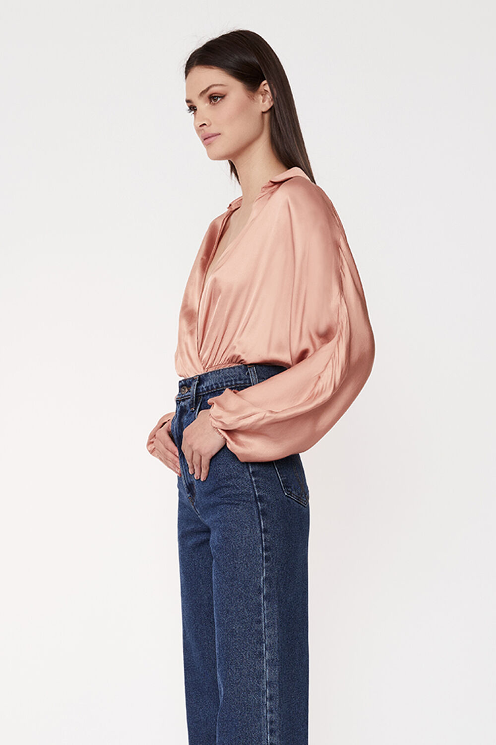 ISABELLA WRAP BODYSUIT in colour MOCHA BISQUE