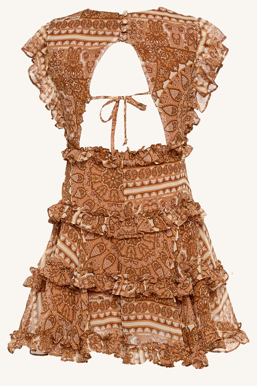 MARYAM FRILL DRESS in colour MUTED CLAY