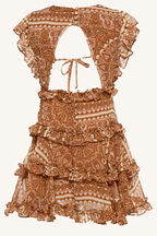 MARYAM FRILL DRESS in colour MUTED CLAY