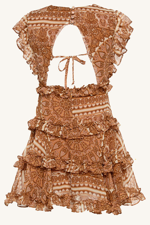 MARYAM FRILL DRESS in colour MUTED CLAY