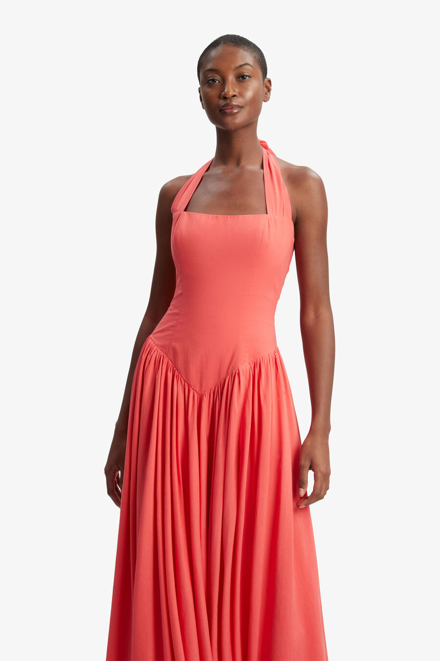 MARABELLA HALTER MAXI DRESS in colour MELON