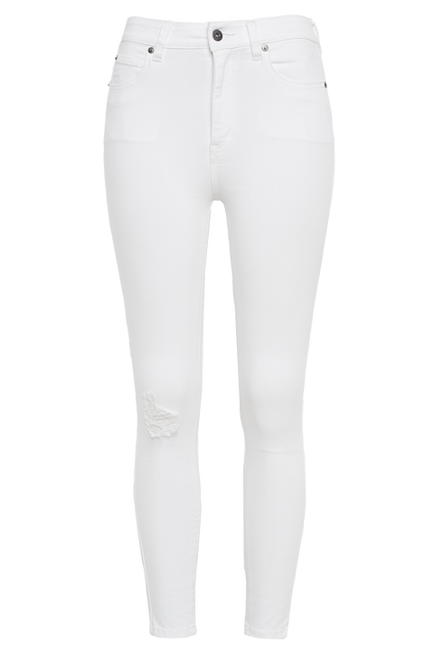KHLOE HI CROP RIP JEAN in colour SNOW WHITE