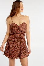 LEOPARD FRILL DRESS in colour COPPER COIN