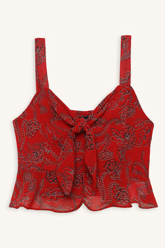 CAELYN BOW TOP in colour CRANBERRY