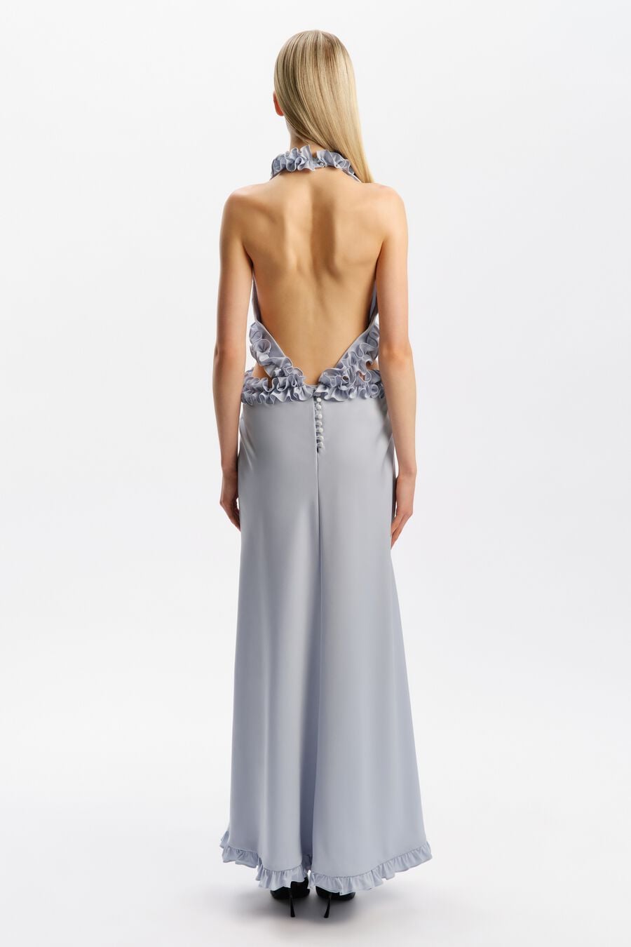 Anes Ruffle Halter Maxi Dress