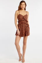 LEOPARD FRILL DRESS in colour COPPER COIN