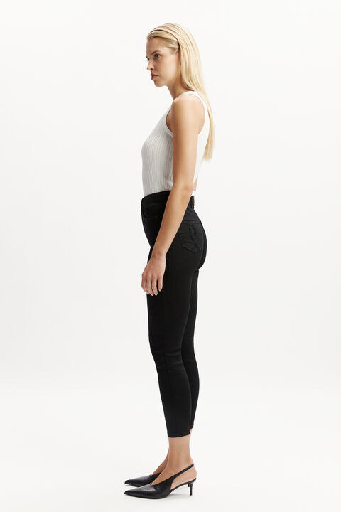 KHLOE HI CROP JEAN in colour CAVIAR