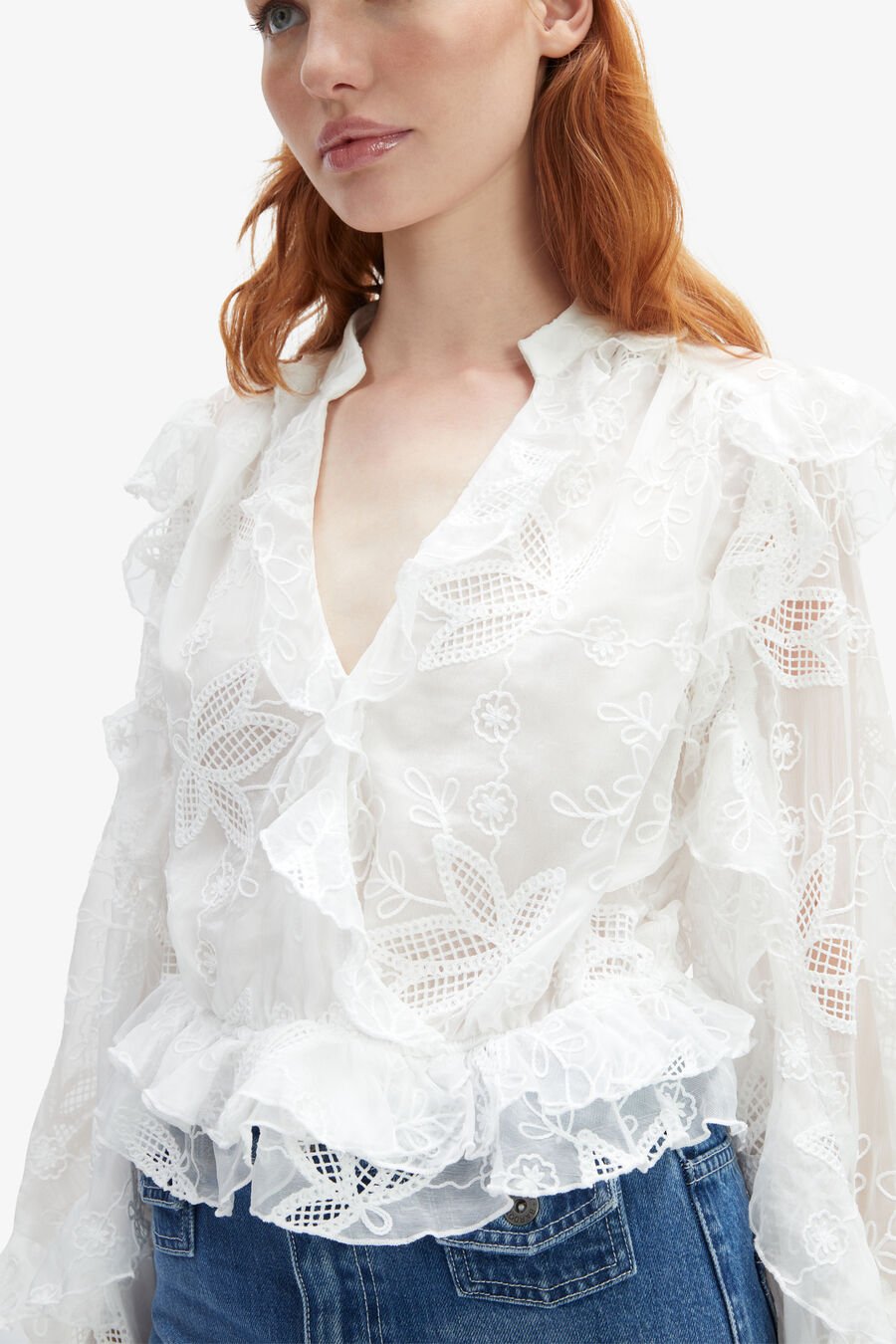 Frill Embroidered Blouse