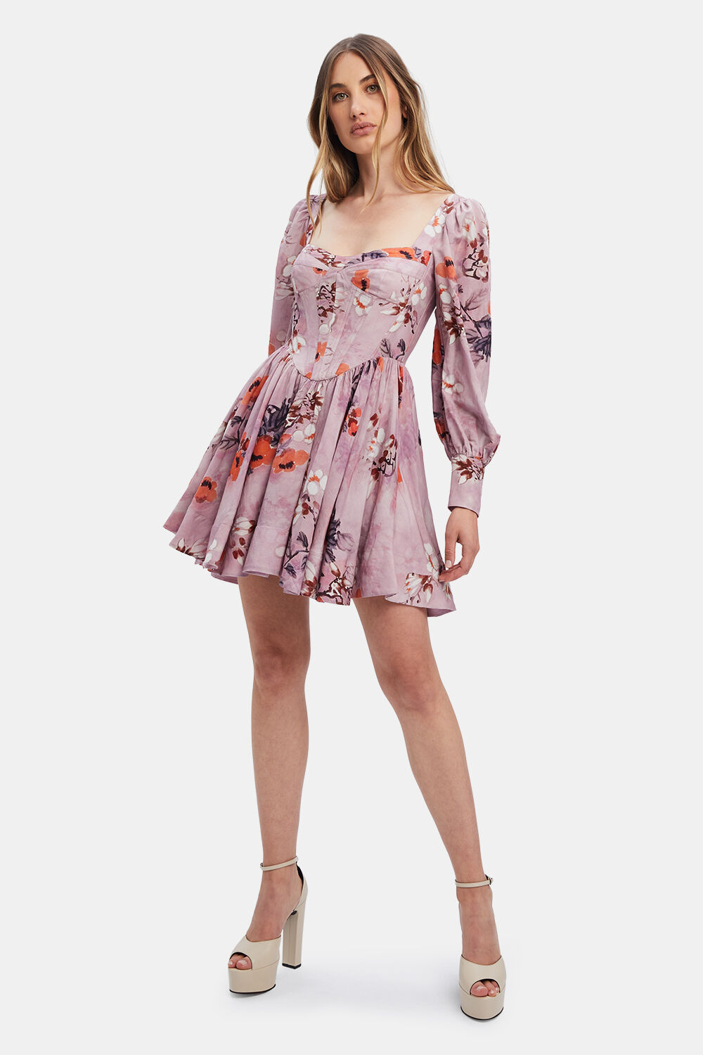 Lila Floral Mini Dress In Dusk Flora Bardot