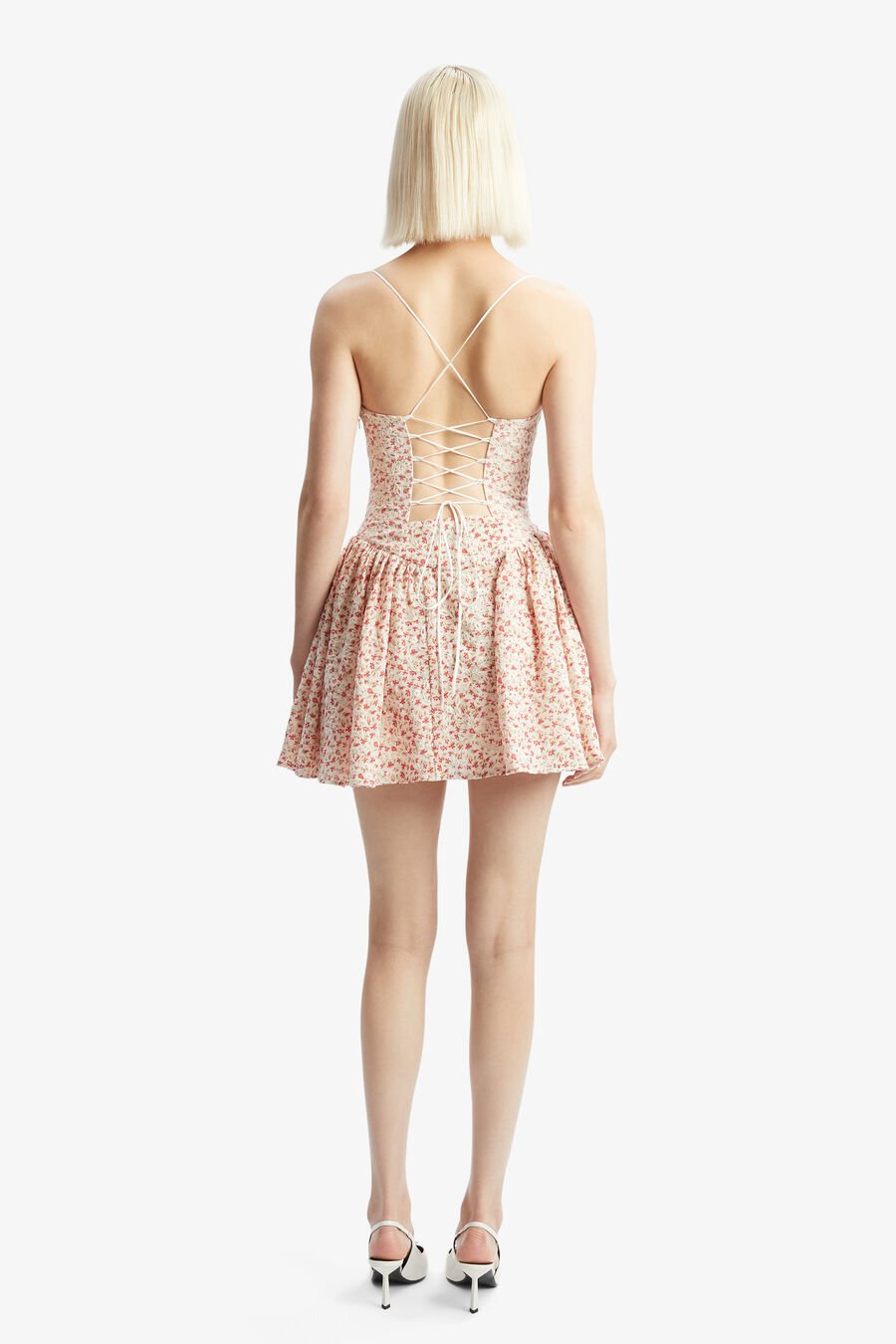 ESTIE EMBROIDERED MINI DRESS in colour RED FLORAL