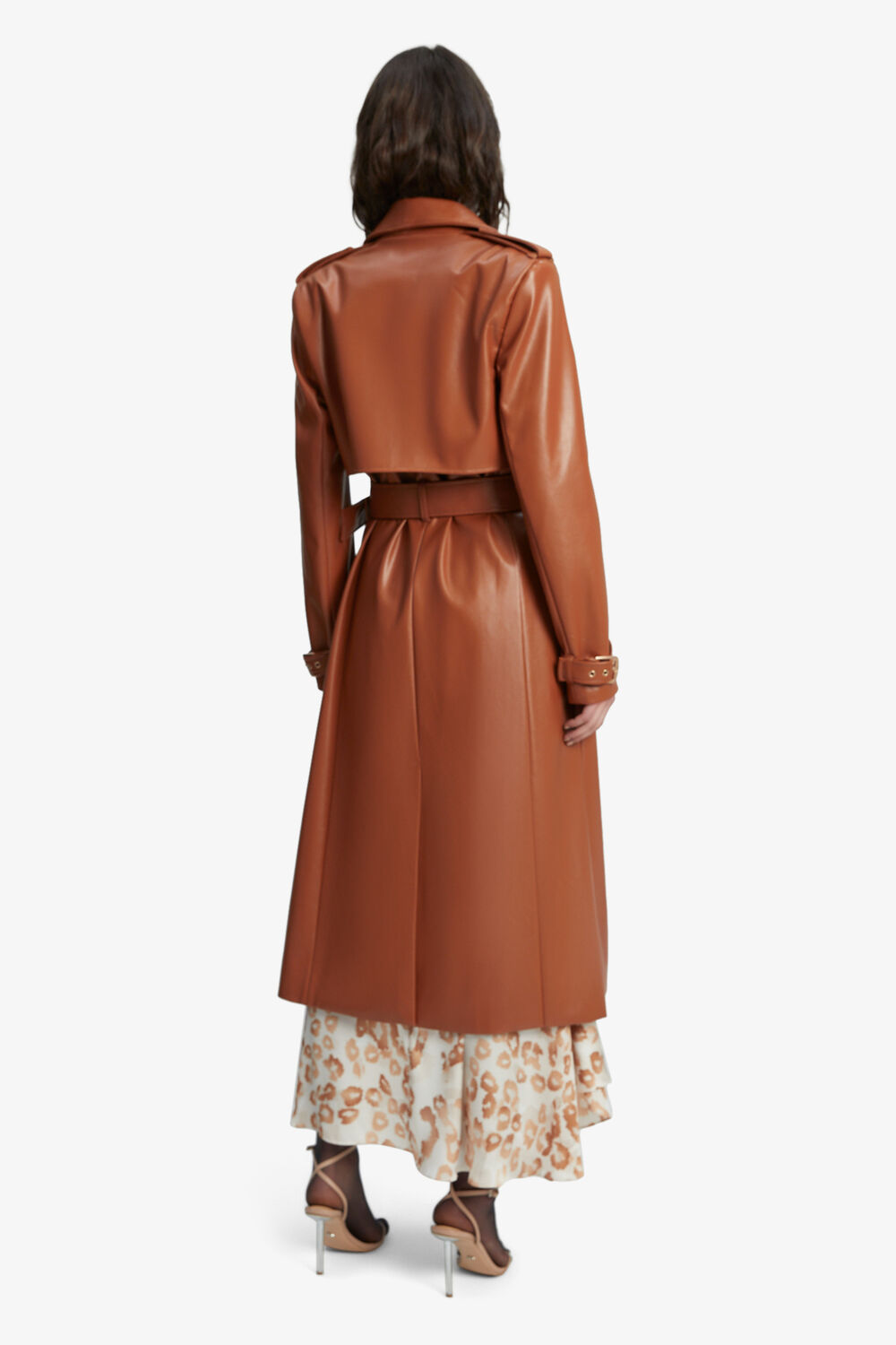 VEGAN LEATHER TRENCH COAT in colour TAN