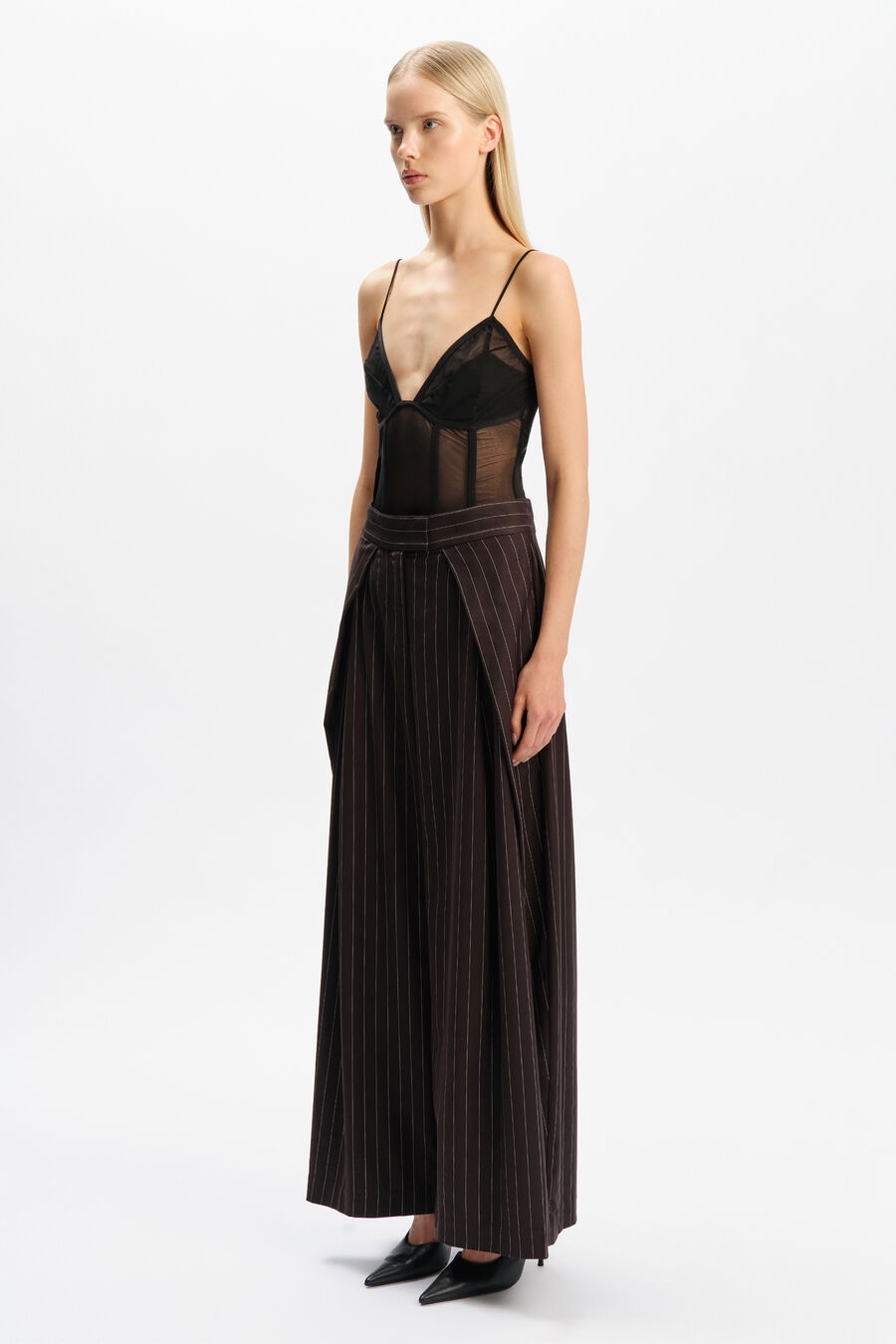 Laurie Pleat Front Stripe Pant