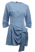 DENIM WATERFALL DRESS in colour WINTER SKY