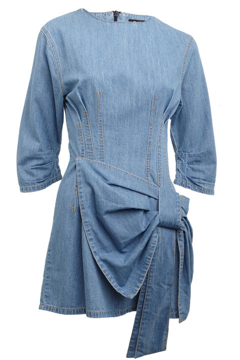 DENIM WATERFALL DRESS in colour WINTER SKY