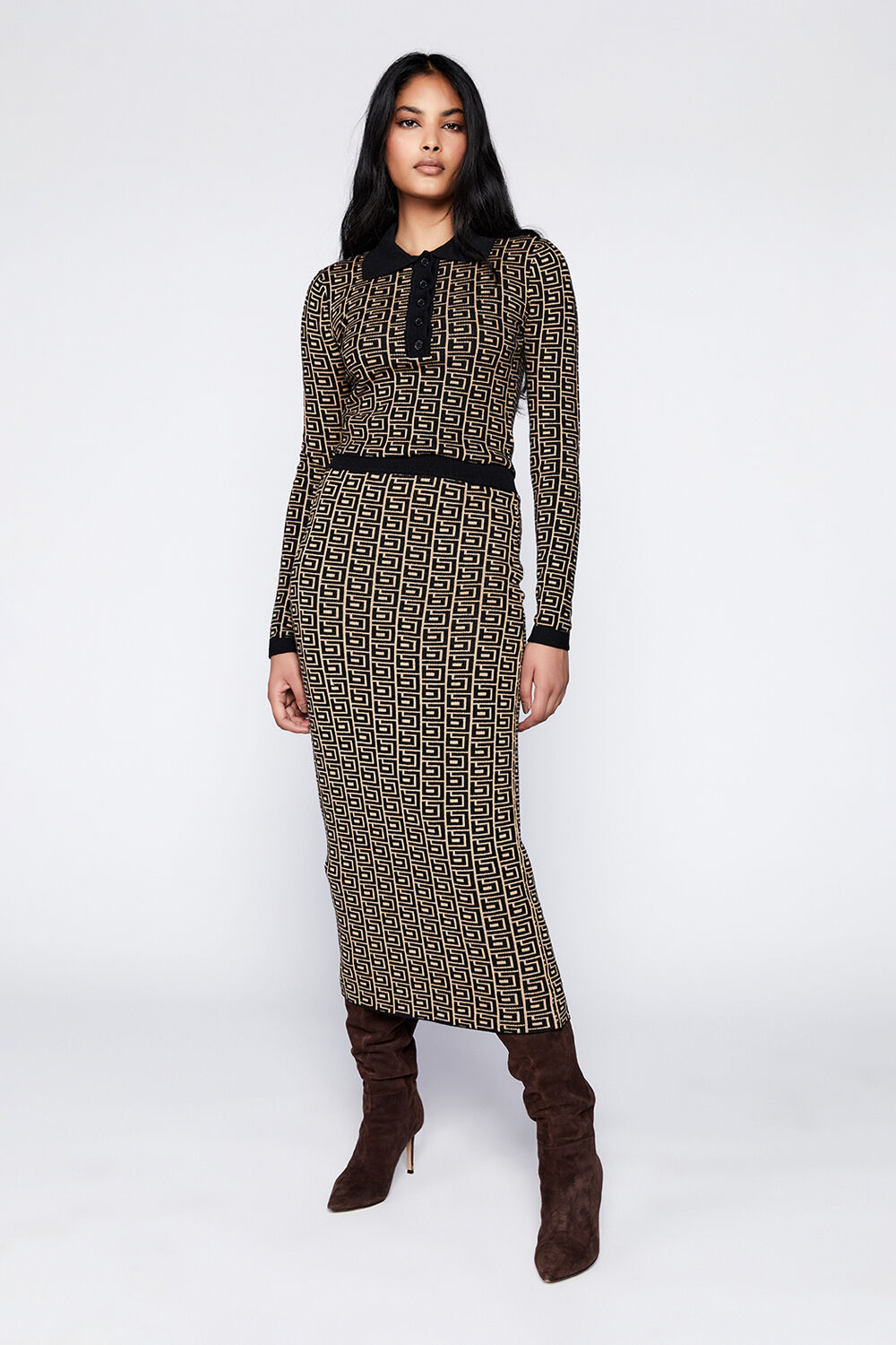 BARDOT LOGO KNIT SKIRT in colour MOONLIGHT