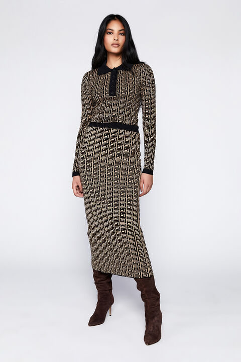 BARDOT LOGO KNIT SKIRT in colour MOONLIGHT