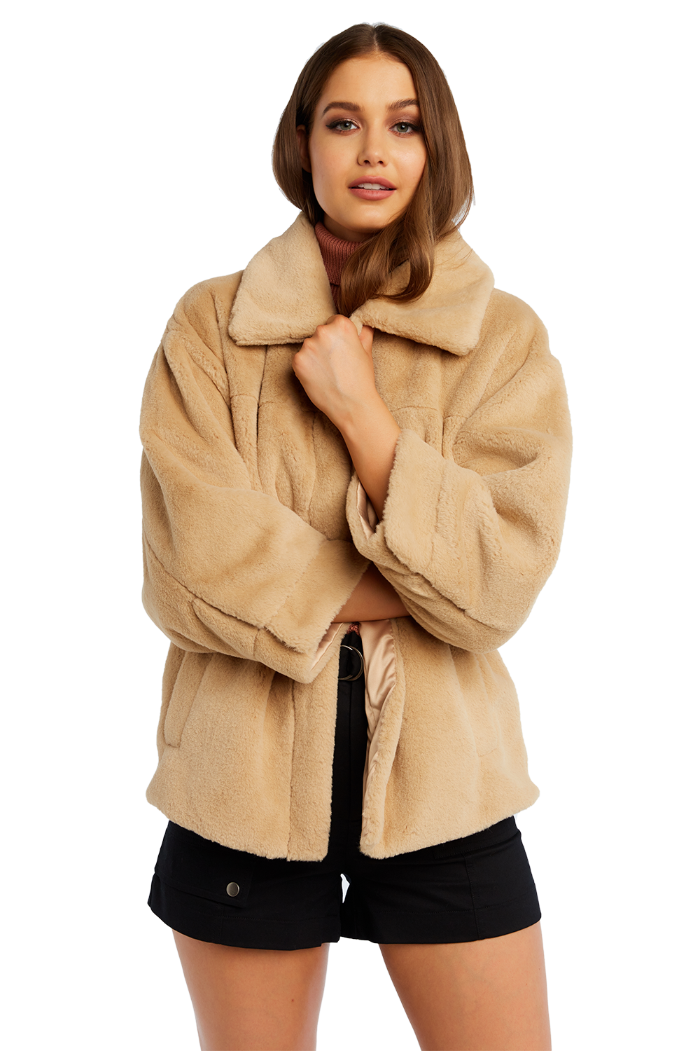 Pia Faux Fur Bomber Ladies Clothing & Jackets & Coats Bardot