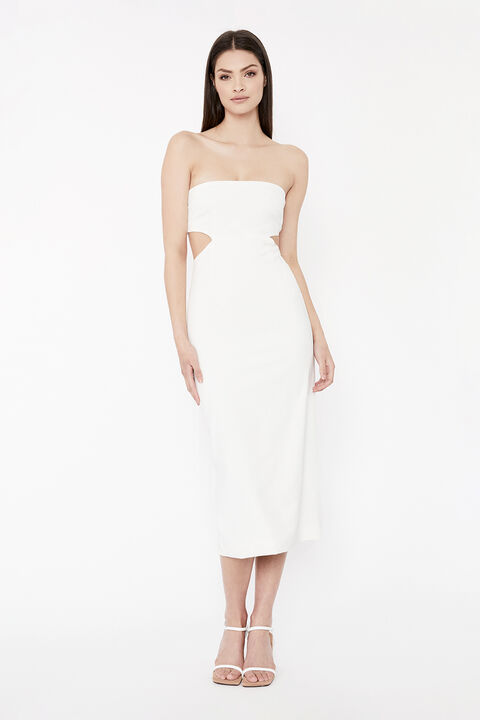 VALERIE STRAPLESS DRESS in colour BRIGHT WHITE
