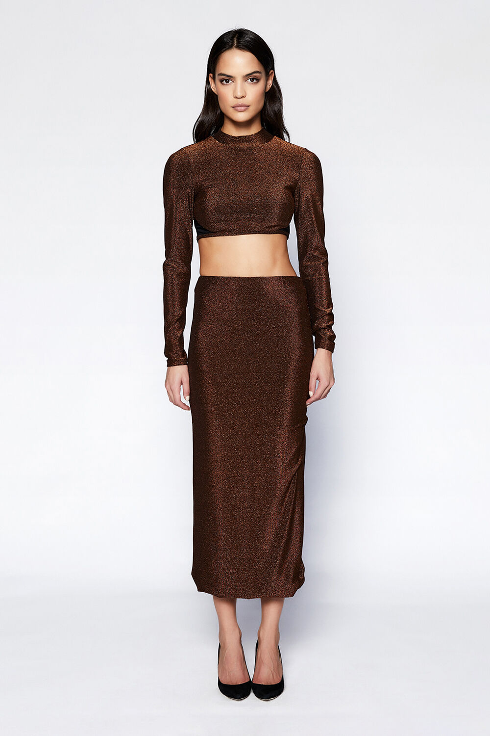 TUSCANY LUREX CROP TOP in colour STAR SAPPHIRE
