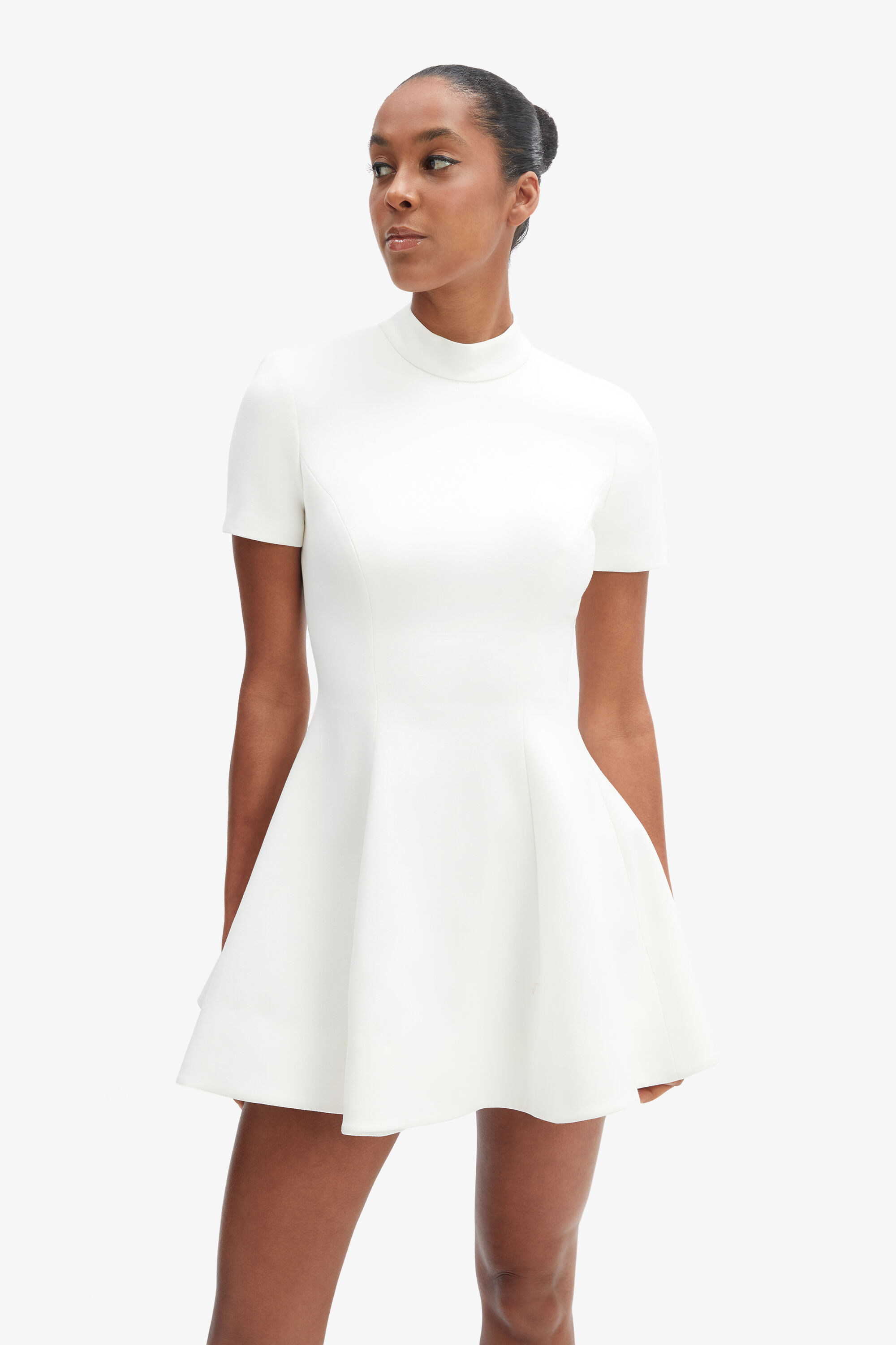 Zephyra Collar Mini Dress In Orchid Wht | Bardot
