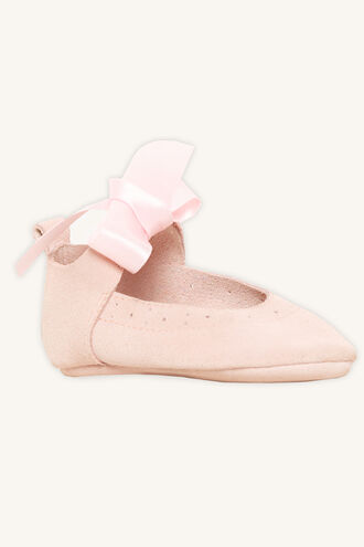 REAL SUEDE CUTOUT BOW BABY SHOE in colour PINK CARNATION