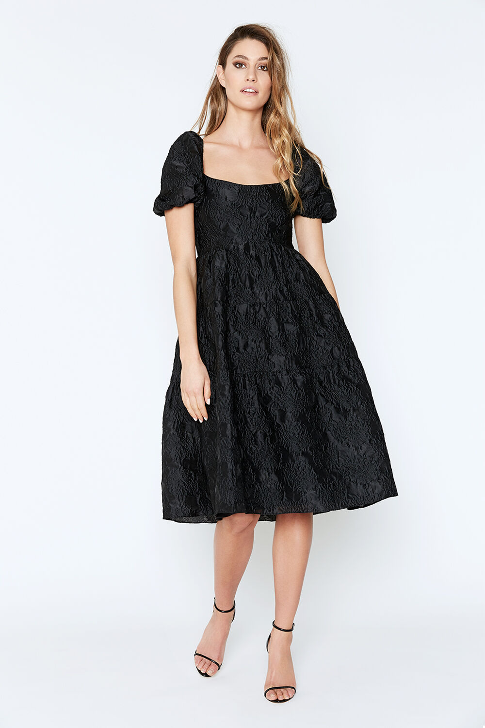 aletha tiered midi dress