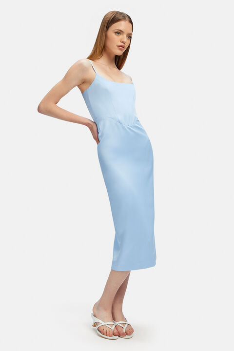 MARLO MIDI DRESS IN BLACK in colour CERULEAN