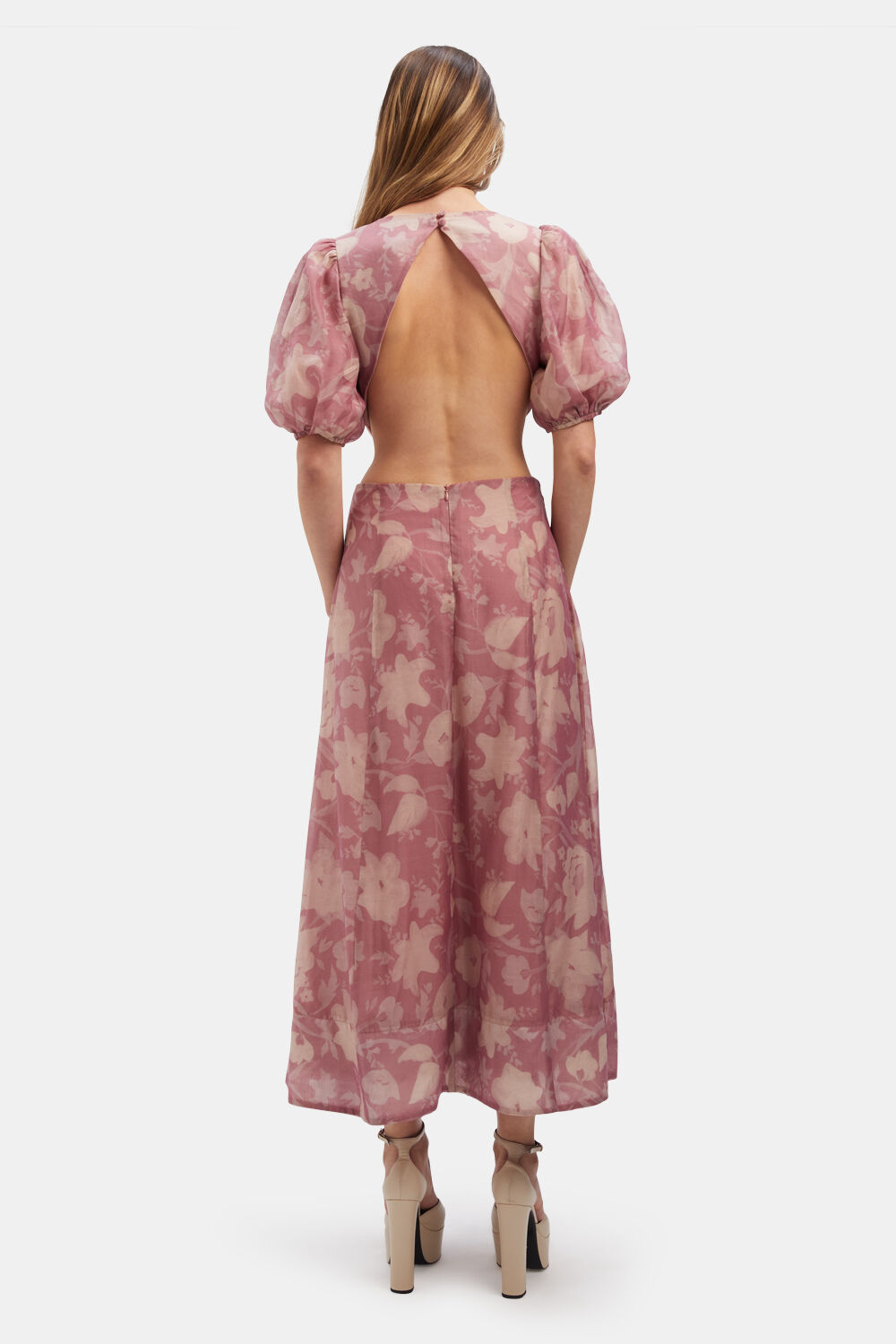 FONTANA PRINTED MIDI DRESS in colour MELLOW ROSE