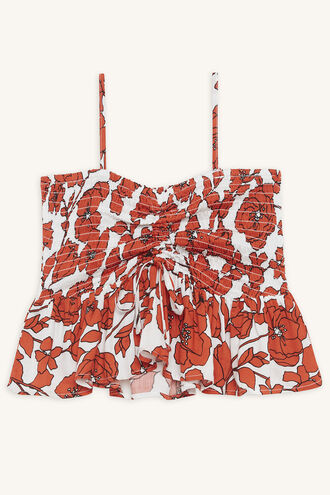 ELLISSA SHIRRED TOP in colour MARSHMALLOW