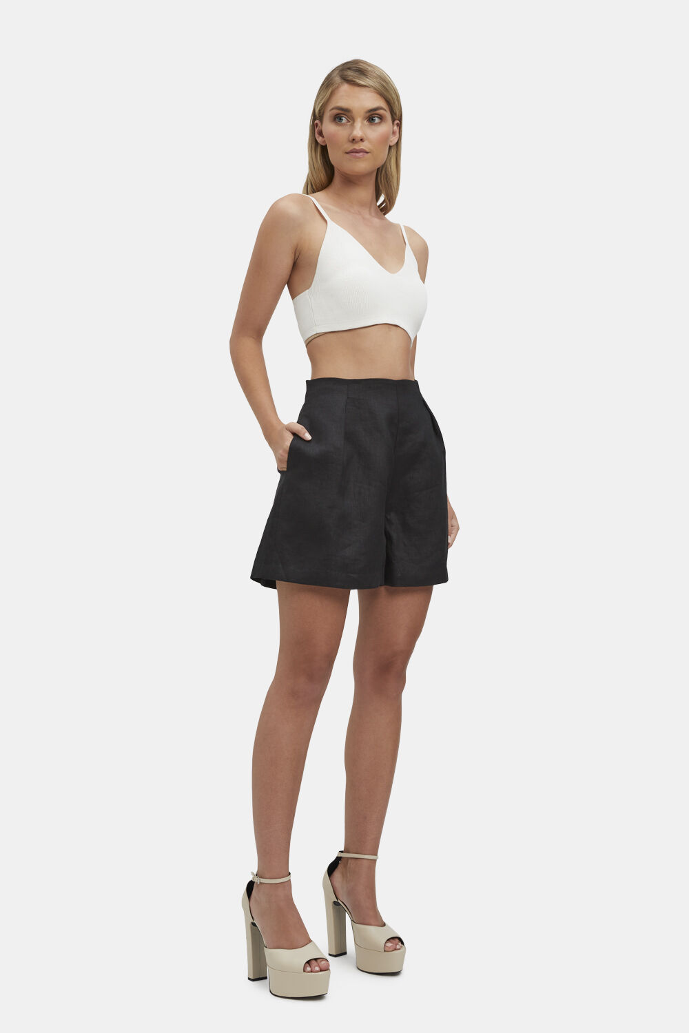 IRIS HIGH WAISTED SHORT in colour CAVIAR