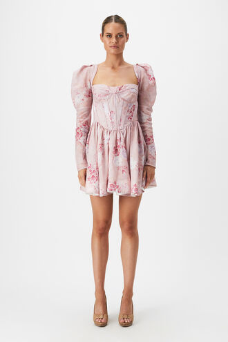 EVERMORE FLORAL MINI DRESS in colour CAVIAR