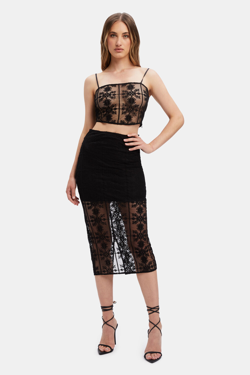 HARPER LACE CAMI in colour CAVIAR