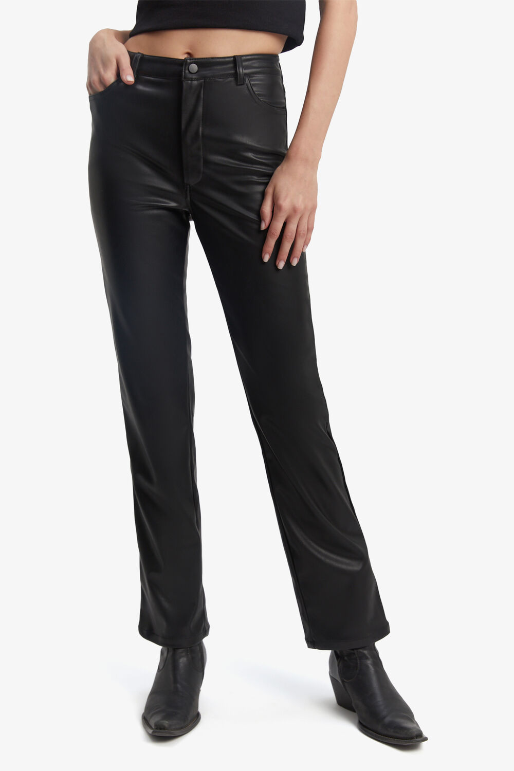 ALESI VEGAN LEATHER PANT in colour CAVIAR