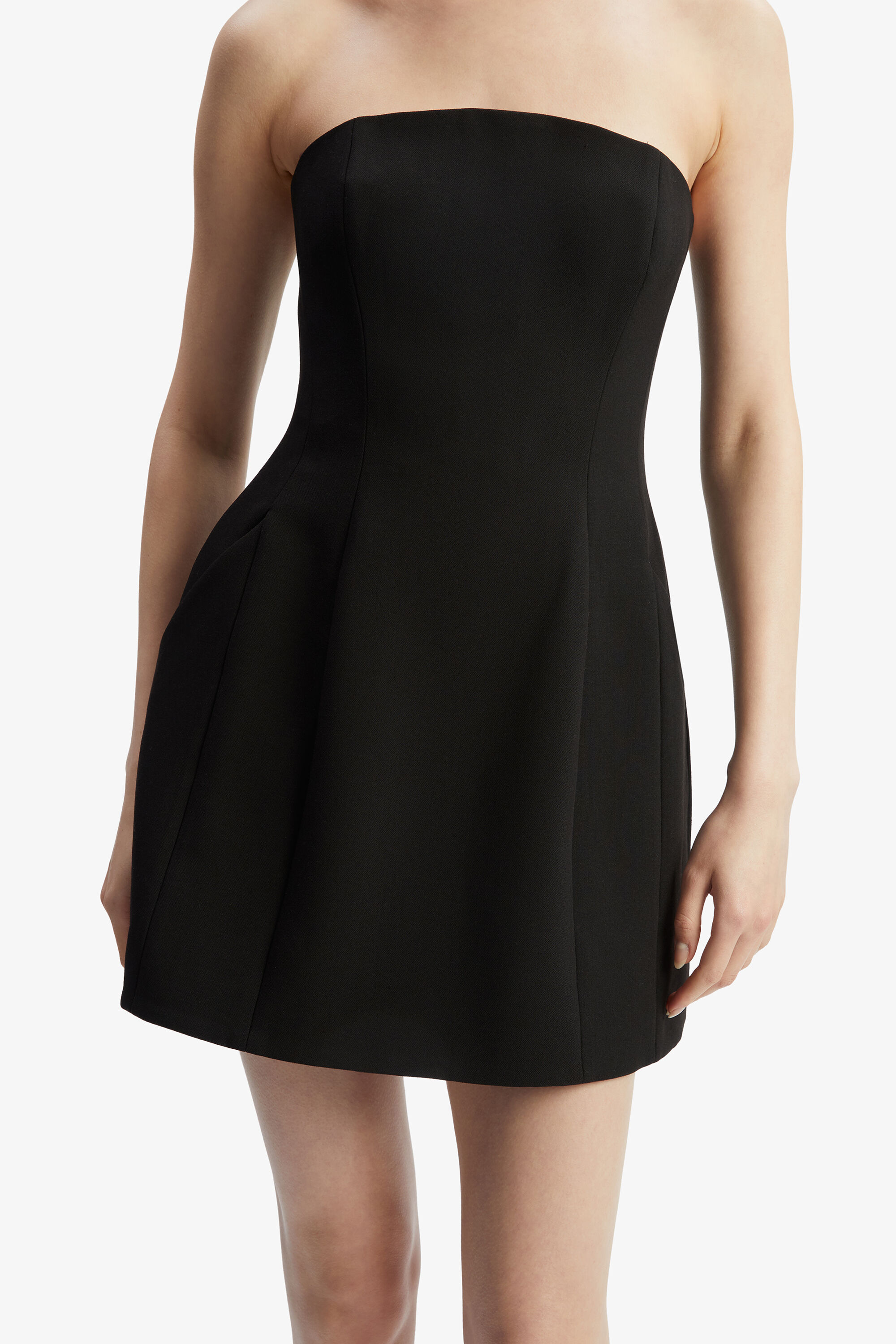 Karoline Hourglass Mini Dress In Black | Bardot