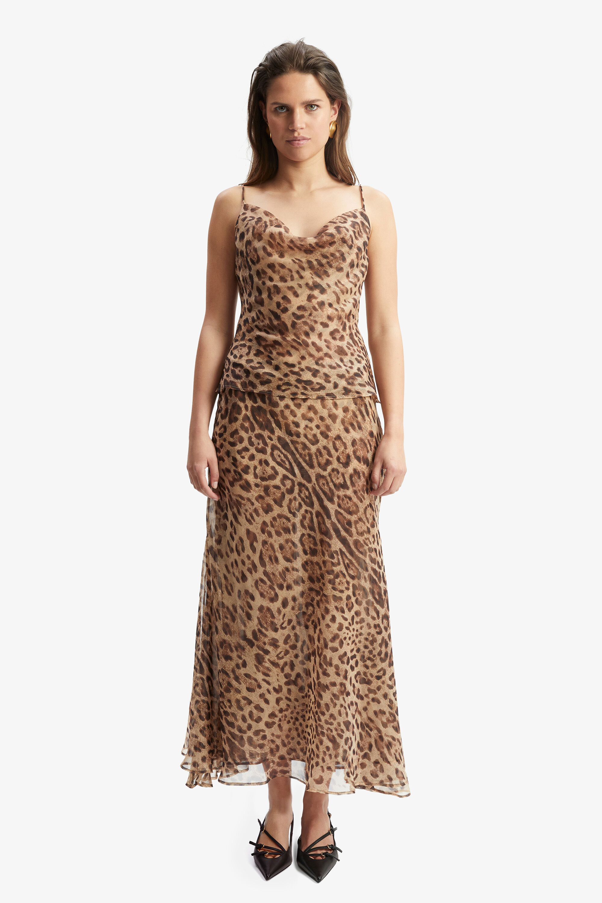 Monroe Maxi Skirt In Brown Leopard Bardot