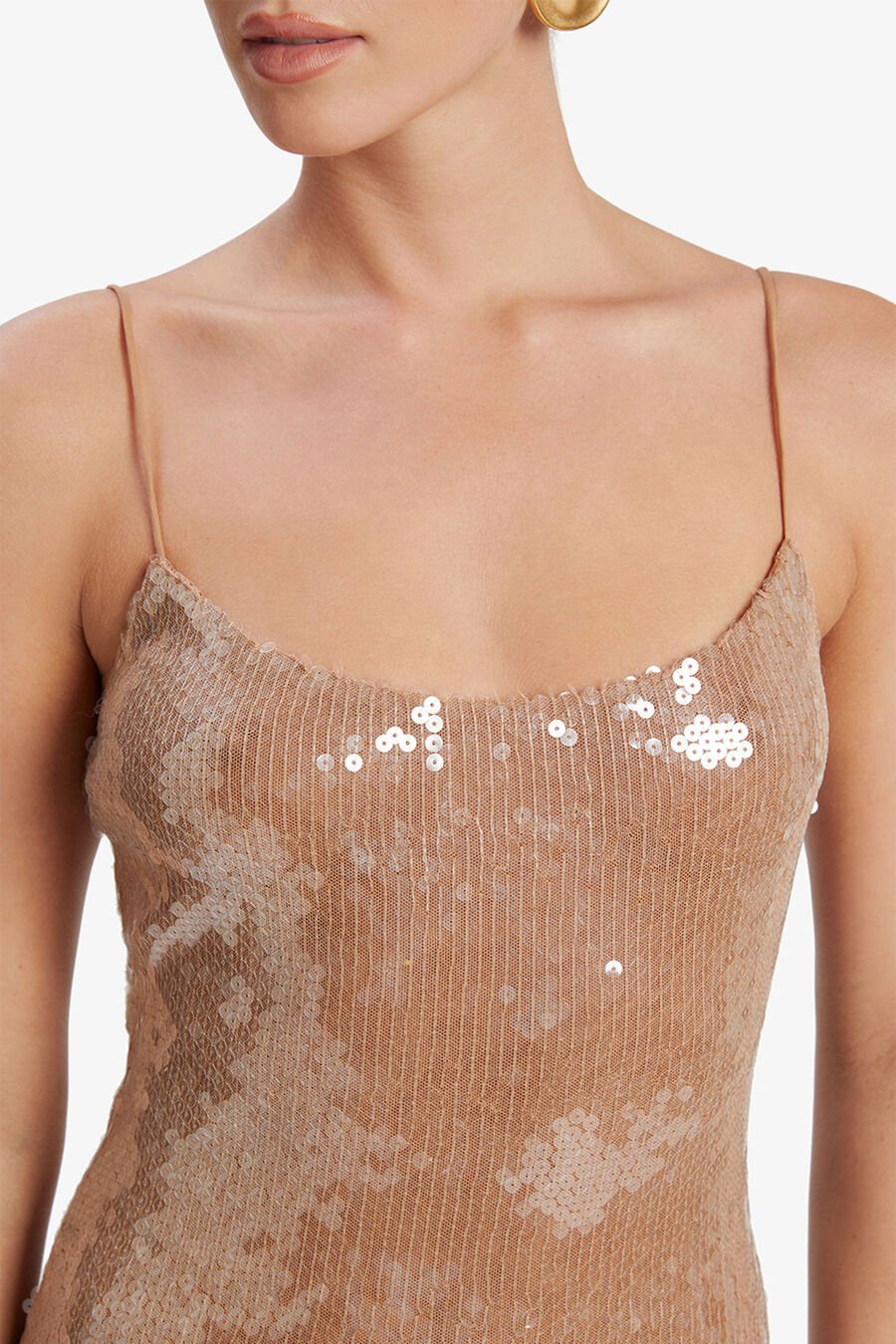 RAMIRA SEQUIN MAXI DRESS in colour NUDE