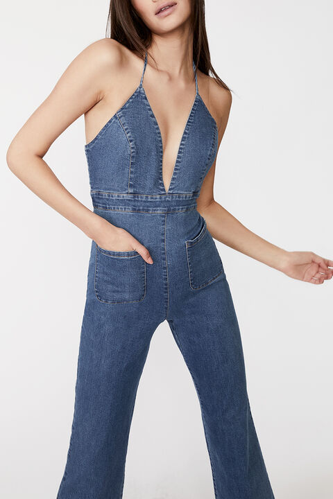 LINA DENIM JUMPSUIT in colour MIDNIGHT NAVY