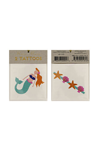 Tattoos - Mermaid & Sea Shells in colour BRIGHT WHITE