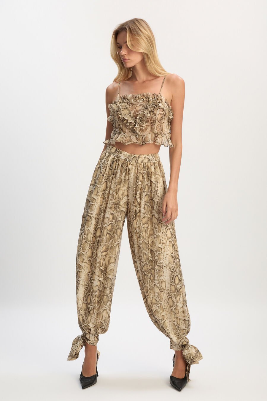 ALIRA PRINTED BALLOON PANT in colour SNAKE SKIN
