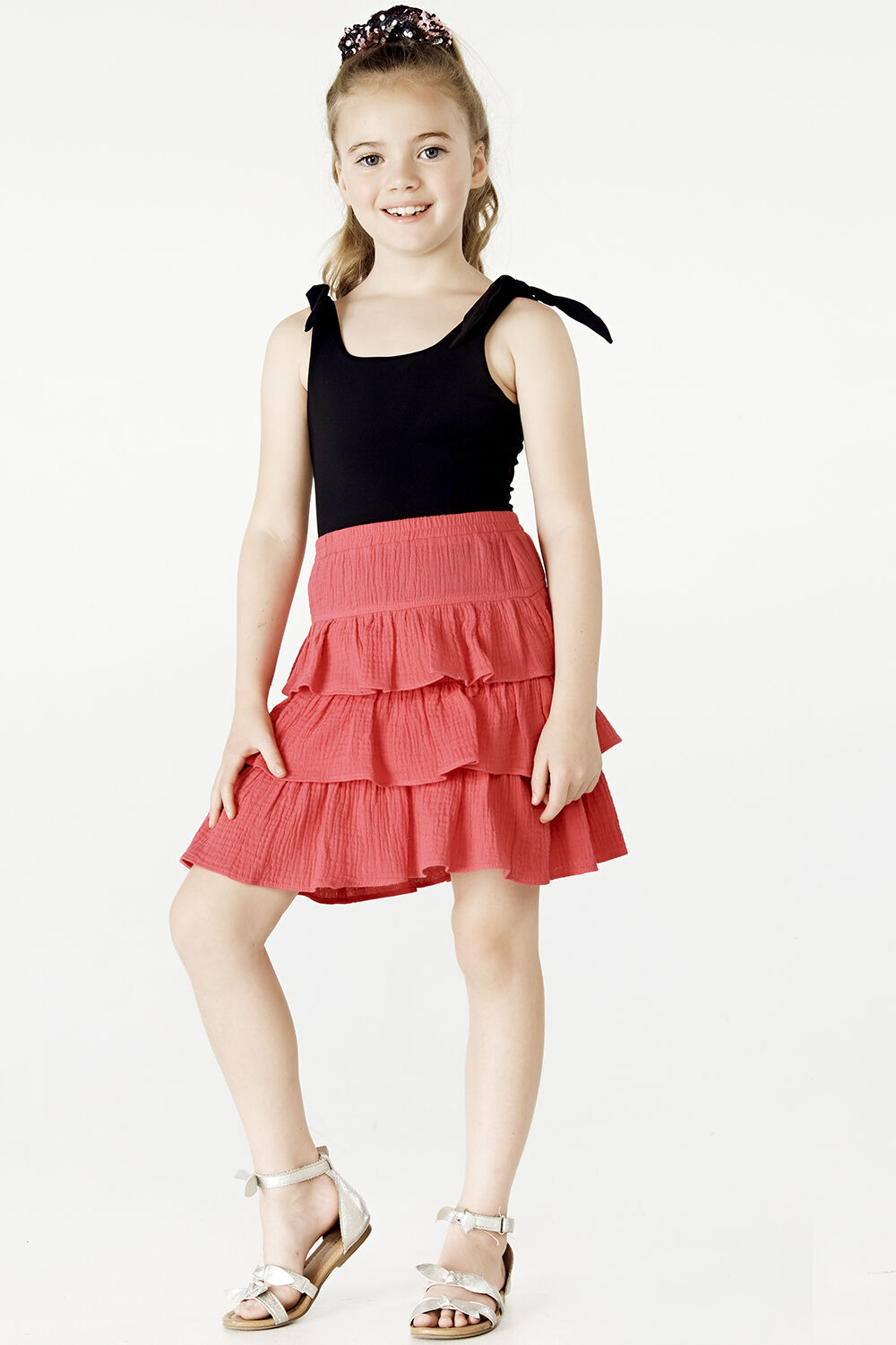 Junior Girl Gypsy Skirt in Pink Shock Bardot Junior