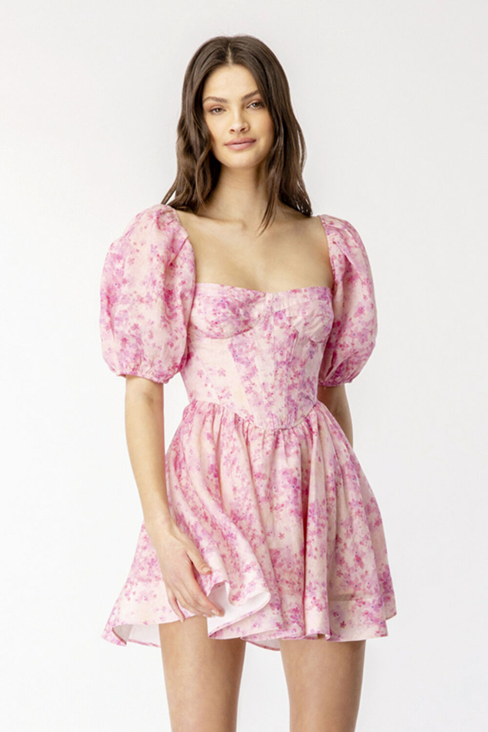 KIAH CORSET MINI DRESS in colour BUBBLEGUM