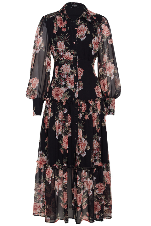 NAVY FLORAL DRESS in colour ESTATE BLUE